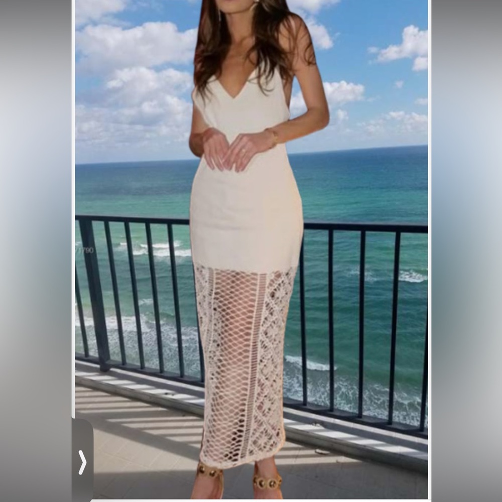 ZARA ZW COLLECTION CROCHET RIBBED SAND DRESS